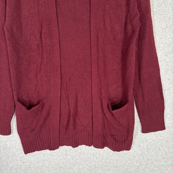 Divided H&M Cardigan Sweater Womens XS Burgundy Open Pocket Comfy Grandpa Grunge - Picture 3 of 8